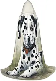SKKNT Dalmatian Print Halloween Hooded Cloak Full Length Cape With Hood For Men And Women For Carnival