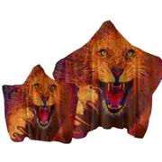 Charging Leo Artistic Painting of a Lion Towel with Hood