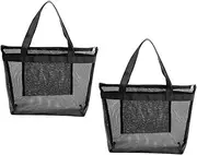 [GAROZATION] 2pcs Mesh Beach Tote Bag for Women Lightweight Travel Shopping Bag for Gym Swimmers Camping Grocery Keep Toiletries Items Organized