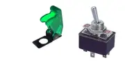 1 PC DPST(ON-ON)6P STD TOGGLE SWITCH 4AMP@125V TRANS-GREEN FLIPCVR # DP3/66-5020