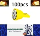 100 x YELLOW T10 8SMD 1206 High Brightness LEDs Flat Face 12v (100pcs)