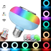 E27 12W RGB LED Light Bulb Lamp bluetooth Remote Control Music Speaker Play AC85-265V 25 PINK