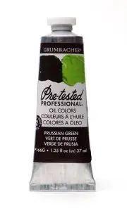 Grumbacher Pre-Tested Oil Paint, 37ml/1.25 Ounce, Prussian Green (P166G)