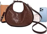 [Generic] Leather Tote Bag - Casual Hobo Bag For Traveling | Traveling Casual Tote Bags | Traveling Tote Bag For Wallets | Crescent-Shaped Design Shoulder Bag | Women Weekender Bag For Commuting