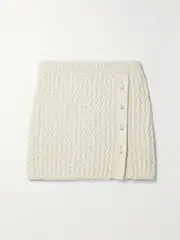 [Adam Lippes] Adam Lippes - Embellished Merino Wool And Cashmere-blend Mini Skirt - Ivory - medium medium Ivory