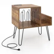Costway Record Player Stand Turntable Stand End Side Table Brown