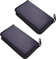 2pcs CD Bag DVD Box Wire Basket Tableware Rack Dog Travel Crate Blocker Home Tray Decoration Decoration Pu Storage Bag Portable Outlet Stackable Storage Bins Pu Leather CD Bag Blue