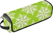 2 in 1 Hair Tools Organizer with Iron Mat Dustproof Travel Hair Straightener Bag for Flat Irons, Straighteners, Curling Irons,Trendy Snowflake Lemon Green Travel Accessory plancha para