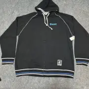 NEW Friendly Sweatshirt Mens XXXL Black Full Zip Hooded Ribbed Hem Cuffs Peace