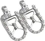 TOMVAES CNC Wide Foot Pegs 360° Roating MX Chopper Bobber Style for harley Dyna Sportster Fatboy Iron 883 1200,Silver