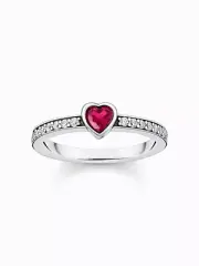 Thomas Sabo TR2448-640-10-56 Silver solitaire ring red stone