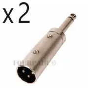 2 Pack - 3-Pin XLR Male to 1/4" 6.35mm Mono Male Plug Audio Cable DJ Mic Adapter