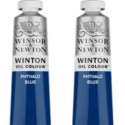 2x Winsor & Newton 200ml Winton Oil Colour Paint Artist/Craft Phthalo Blue