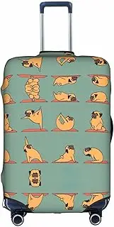 [FSCEV] Yoga Pug Trolley Suitcase Protective Cover Business Travel Luggage Protector Fashion 18-32 Inches, White, L