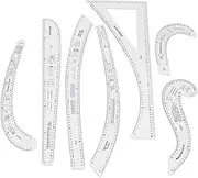 7PCS Styling Sewing French Curve Ruler Set, Dress Makers Ruler Clear Sewing Tailors Pattern Making Ruler for Fashion Design Guides for Fabric, Pattern Design Ruler Set for Drafting
