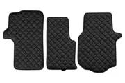 Black with White Eco Leather Floor Mats for Volkswagen Crafter II 2016+ RHDrive