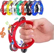 Generic 7 Piece Boys and Girls Drum Set Boys and Girls Musical Instruments Tambourine Hand Bell Mini Plastic Held Tambourines Beginner Drum Set Small Percussion Instruments Hand Bells
