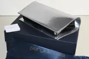 $1265 NEW Sergio Rossi Clutch Bag Chameleon Silver Patent Leather Mirror RARE