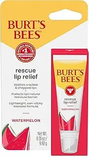 [Burt's Bees] Rescue Lip Relief, Watermelon, Hydrating Lip Balm for Dry Cracked Lips, with Responsbily Sourced Beeswax and Shea Butter, 100% Natural Origin, 1 Squeezy Tube, 0.35oz