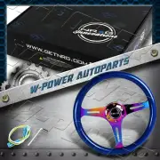 Blue Classic Wood Grain Neo Chrome Spoke 13.75" NRG Steering Wheel ST-015MC-BL