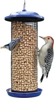 Cobalt Metal Mesh Mixed Seed and Peanut Bird Feeder for Wild Birds and Outdoor D