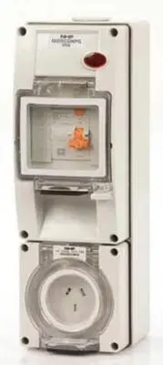 Iso SOCKET WITH RCD 500V 4-Pin Round, Surface Mount, Grey- 10A Or 20A