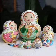 Matryoshka Russian Nesting Dolls 10-Layer Nesting Dolls Wooden Hand-Painted Educational Creative Toy Matryoshka Halloween Wish Gift Cute and Fun Gift (Color : A)