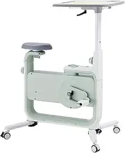 Desk Exercise Bike, 8-Level Magnetic Resistance Exercise Bike with Office Desk, Height Adjustable Fitness Bicycle with Rollers for Home Indoor Training Cardio Workout