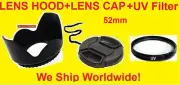 HOOD+UV+LENS CAP 52mm AptTo CAMERA PANASONIC LUMIX DMC-FZ200 FZ150 FZ300 FZ100