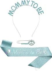 [Amagogo] Mommy to Be Sash Set Mum to Be Sash Satin Sash Photo Props Decor Headband Sash Brooch Set Party Decoration for Birthday