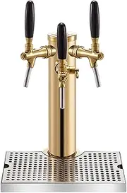 Stainless Steel Beer Kegerator Tower, Beer Tower with Drip Tray,Double Faucet Draft Beer Tower, Single Tap Draft Beer Kegerator Tower for Home Brewing Bar,Three Faucet+Drip Tray