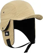 [Clakllie] Men Russian Trapper Trooper Hat, Outdoor Unisex Aviator Pilot Caps, Winter Warm Baseball Ushanka Hats with Visor Women Windproof Bomber Hunting Hat Ear Flaps for Skating,Skiing or Daily Use