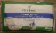 Vet's Best Comfort Fit Disposable Male Dog Absorbent Wraps/Diapers Small 12/Pack