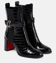 [Christian Louboutin] Christian Louboutin CL croc-effect leather ankle boots AU 3 black