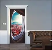 Door Stickers Landscape Door Stickers Wallpaper Nature Mountain Scenery Doors Murals Removable Beautiful Flowers Mural(L,40x120cm)