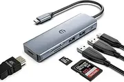 Oditton USB C HUB, 6 in 1 Hub Port with 4K HDMI, 100W Charging, 3 x USB 3.0, SD/TF Card Reader for Laptop and Smartphone, Compatible for USB C Laptops Dell XPS/HP/Surface and Other Type C Devices