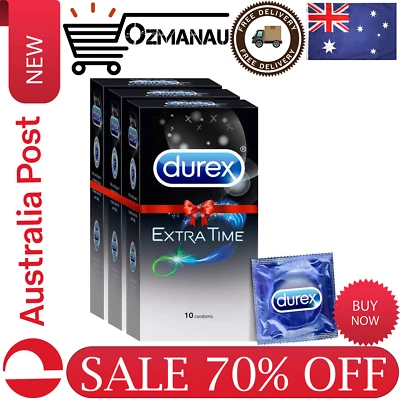 Durex Condoms - Extra Time for Extended Pleasure (10 Count Pack of 3, Total 30)