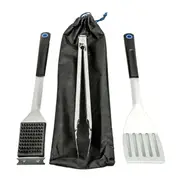 KINGS BBQ Tool Set Stainless Steel Tongs Spatula Scraper Brush Camping Outdoors