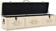 110cm Storage Bench, Cream Solid Firwood & Fabric Entryway Bench with Seat, Space-Saving Hallway Organizer for Small Homes