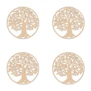 4x Nord Deco Wooden Coaster Home Kitchen Tabletop Serveware 10x10cm Owls in Tree