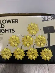 Click 8 Pack Flower Solar LED String Lights, Warm White H2.6xW12xD12cm Flower