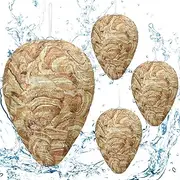 DECYOOL 4 Pack Wasp Nest Decoy Hanging Wasp for Wasps Hornets Yellow Jackets Outdoor Water-Repellent Material (Brown)