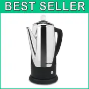 Stylish 12-Cup Stainless Steel Coffee Percolator with Keep Warm & Cordless Serve