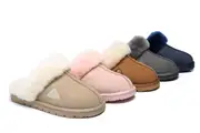 EVERAU® UGG Slippers Premium Sheepskin Wool Scuff Muffin - Grey / AU Ladies 4 / AU Men 2 / EU 35