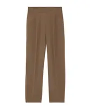 Elastic ribbed waist knitted casual pants IT40 smoky wood color