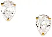 [JewelryWeb] 14k Yellow Gold 7x5mm Pear Shaped CZ Simulated Diamond Screw Back Earrings Stud Earring for Women