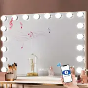 Vanity Smart Mirror with Lights Bluetooth Speaker USB Power Charging Large Holly
