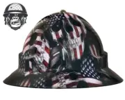 Custom Hydrographic Safety Hard Hat Mining AMERICAN SKULLS PRO CHOICE WIDE BRIM