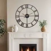 Large Black Wall Clock, Modern 18 Inch Battery Operated Wall Clocks, Silent N...