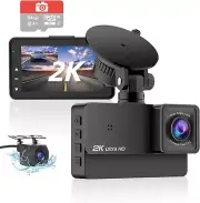 Dash Cam Front and Rear 2K+1080P Car Camera, 3Inch Screen Dash Camera for Cars